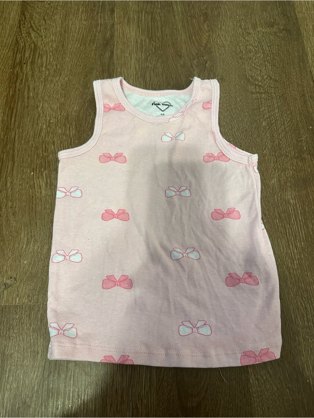 Velvet Light Pink Bow-Print Tank Top for Kids